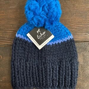 Echo New York Knit Wool Blend Pom Beanie Hat NWT OS